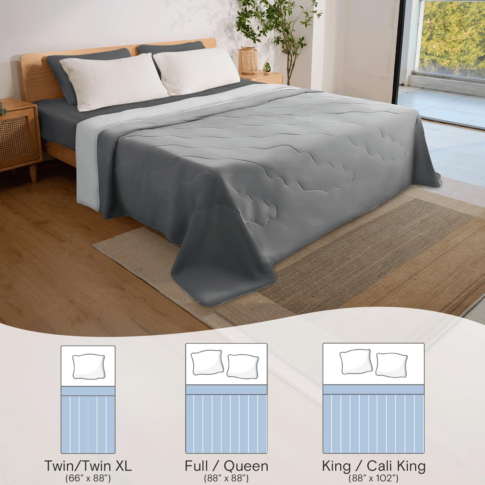 Luxclub Twin Cooling Comforter, Lightweight Breathable Bedding for Hot Sleepers, 66 x 88, Grey