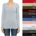 thumbnail image 2 of Cotton Wide Deep V-Neck Long Sleeve Casual Tee Shirt S-3X, 2 of 4