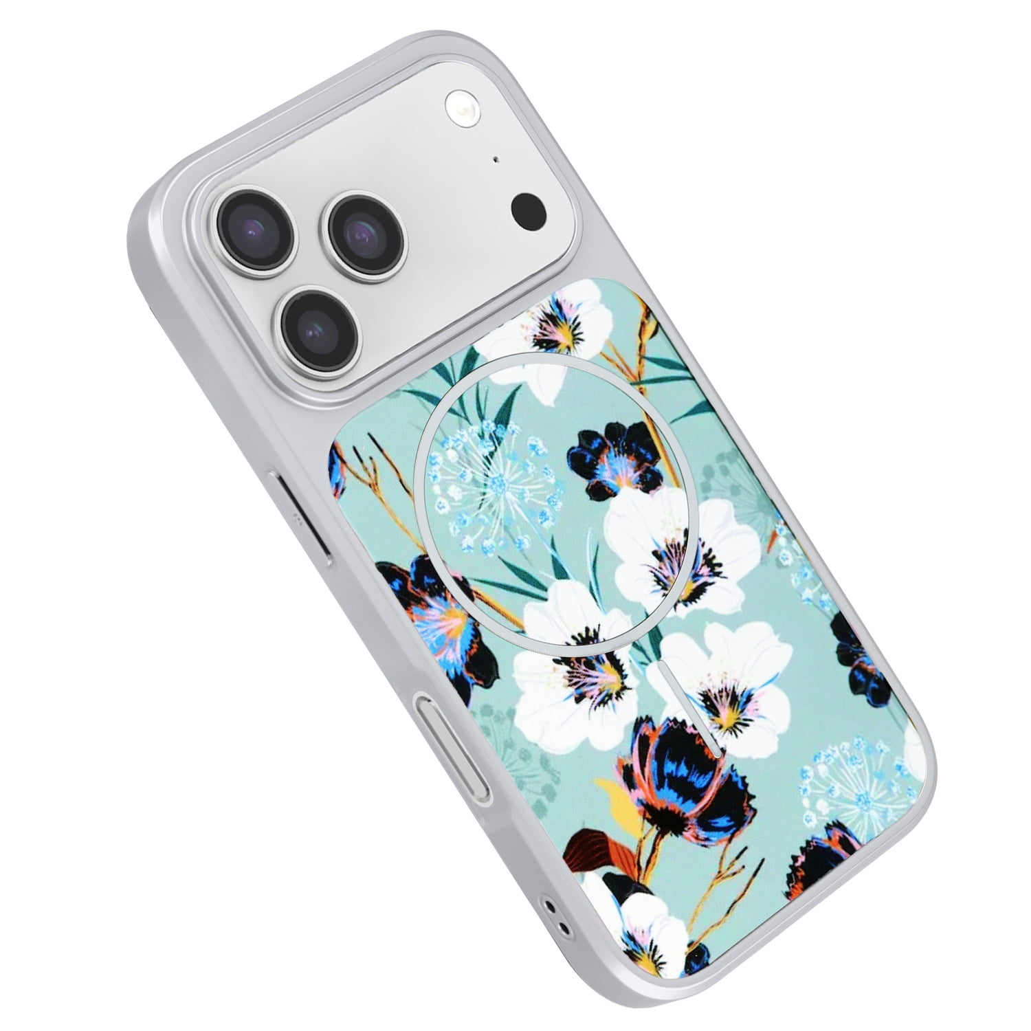 Dual Layer Flower Design Magsafe Cases for iPhone 17 Pro Max - Green