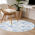 thumbnail image 4 of Blue Floral Round Area Rug 3.3 FT, Non Slip Small Entryway Kitchen Mat, Garden Petals Flower Botanical Tree Branch Washable Soft Circular Rug Non-Shedding Door Mat for Bathroom Playroom Kids Room, 4 of 9