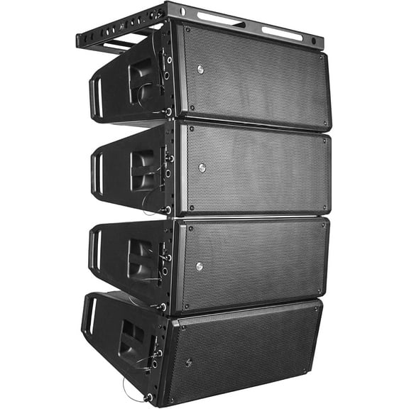 Sound Town ZETHUS Series Powered Line Array Speaker System with Four Dual 10-inch Line Array Speakers, One Flying Frame, Black (ZS-A210X4F)