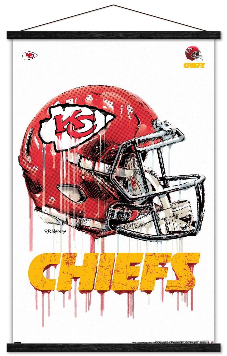 NFL Kansas City Chiefs - Drip Helmet 20 Wall Poster, 14.725" x 22.375" Framed