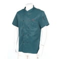 thumbnail image 3 of Manyakai Unisex Professional Chef Jacket Short Sleeve Classic Cooking Coat Restaurant Kitchen Uniform #01LakeBlue L, 3 of 7