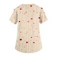 thumbnail image 5 of Valentines Day Scrub Tops Women Hoilday Short Sleeve Cute Love Hearts Graphic Scrub Shirts Casual V Neck Scrubs Medical Nurse Workwear Nursing Uniform with Pockets Beige 4XL, 5 of 6