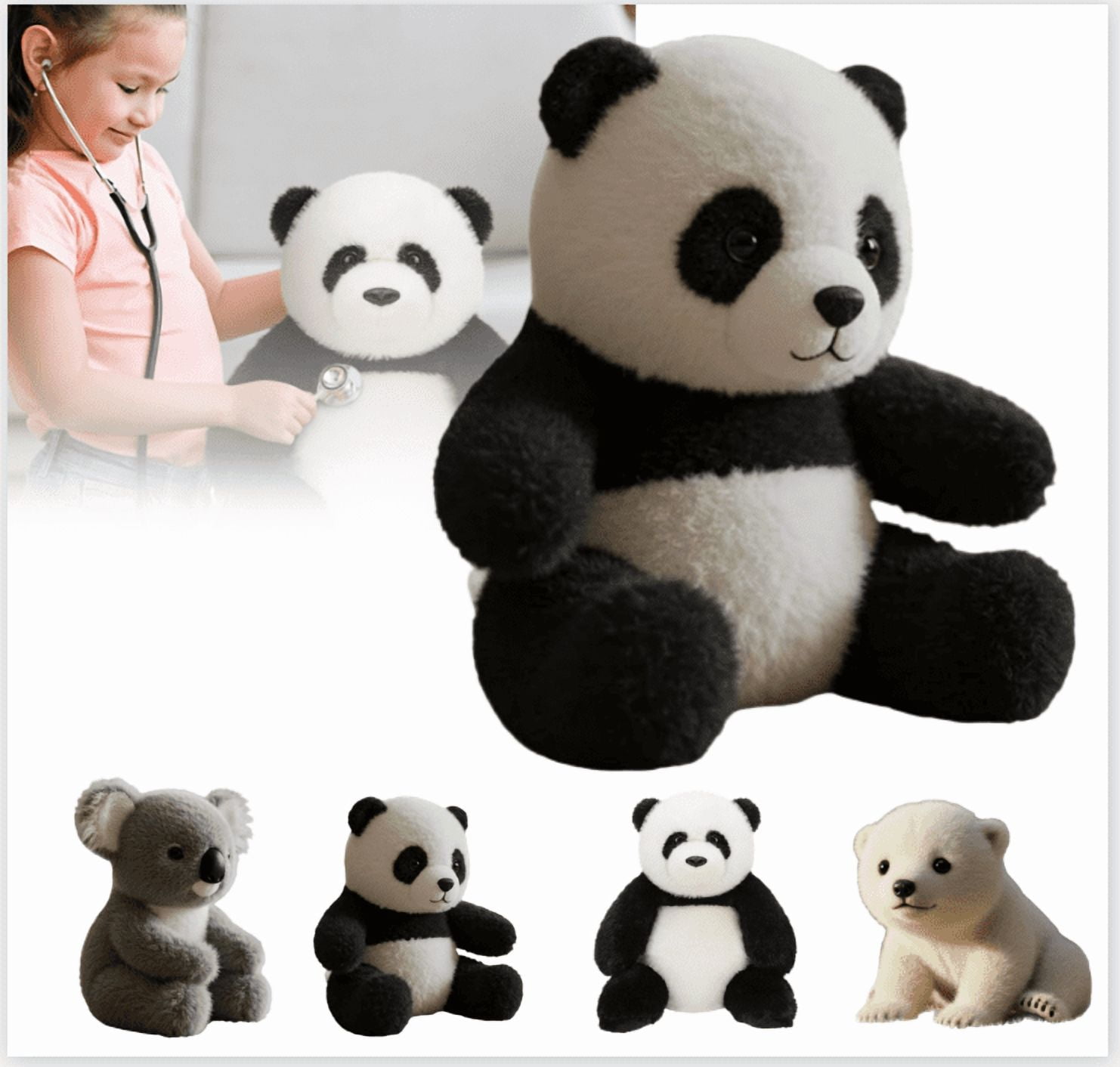 Pandy The Panda 2.0 Plush Toy - Hugmotion Engine Smart Hugging Tech, Weighted Comfort for Anxiety Relief & Sleep, Ultra-Soft Plush Material - 1Pc(Pandy, 9.84")