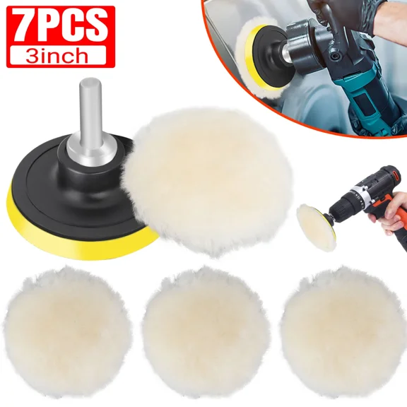 7Pcs 3 Inch Car Buffing Pads Polishing For Drill Sponge Kit Waxing Foam Polisher