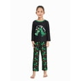 thumbnail image 3 of Christmas Family Pajamas Matching Set Black Long Sleeve Letter Print Tops and Dinosaur Print Pants Sleepwear, 3 of 10