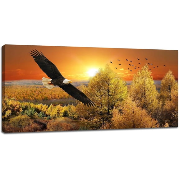 WFSposter-Eagle Sunset Large Wall Art Tree Pictures Wall Decor Bird Landscape Canvas Painting Modern Artwork Home Decoration for Living Room Bathroom Bedroom Office