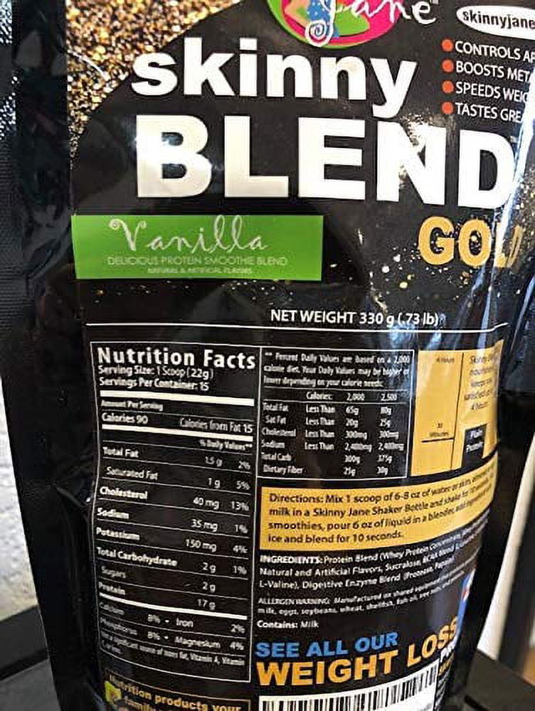 Skinny Blend Gold! Best Tasting Protein Shake for Women, Delicious Smoothie - Weight Loss - Low Carbs - Diet Supplement - Weight Control - Appetite Control (15 Servings, Vanilla)