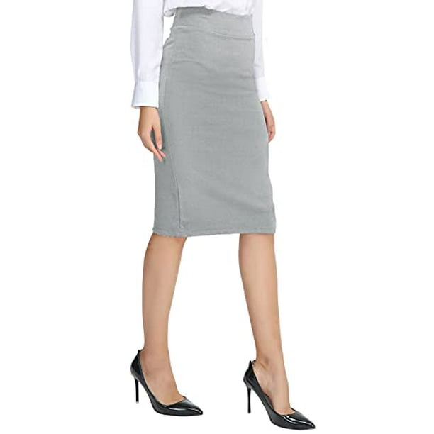 Urban CoCo Women's Elastic Waist Stretch Bodycon Midi Pencil Skirt (XL,  Light Gray) - Walmart.com