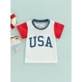 thumbnail image 2 of Kiapeise 4th of July Tops for Kids Toddler Girls Boys Casual Tops Short Sleeve USA Letter Printed Loose T-Shirt, 2 of 8
