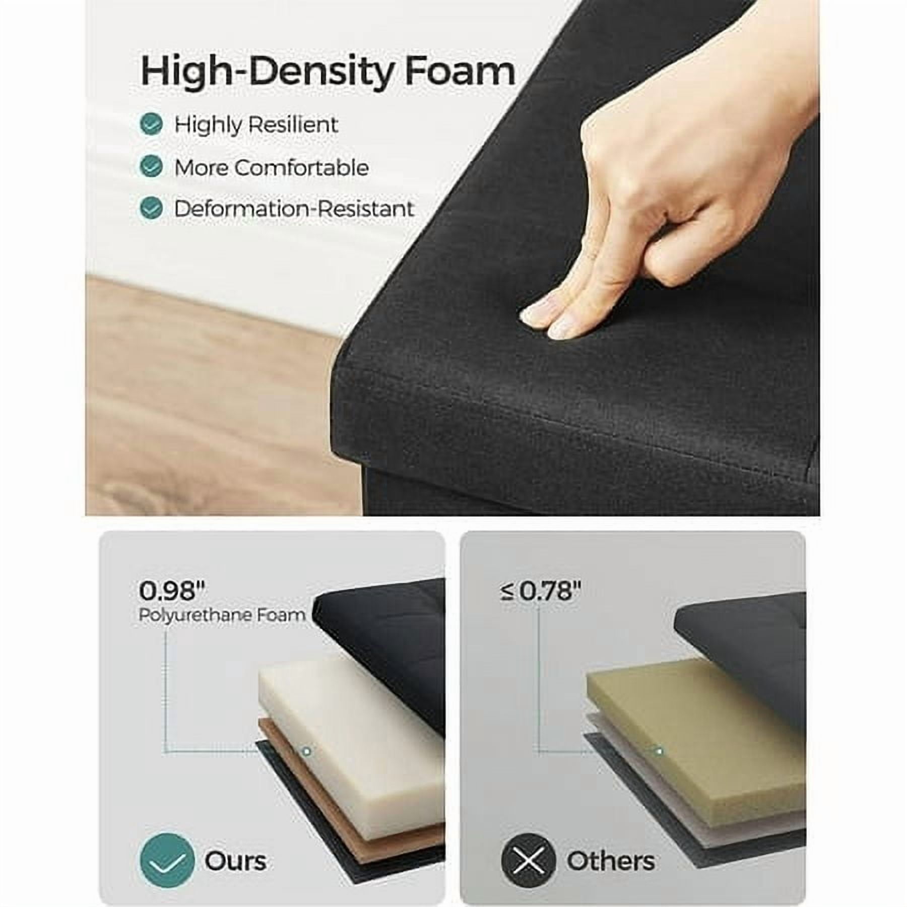SONGMICS 43" Storage Ottoman Bench Hold up to 660lb Ottoman with Storage Footstool Bedroom Bench with Storage Black