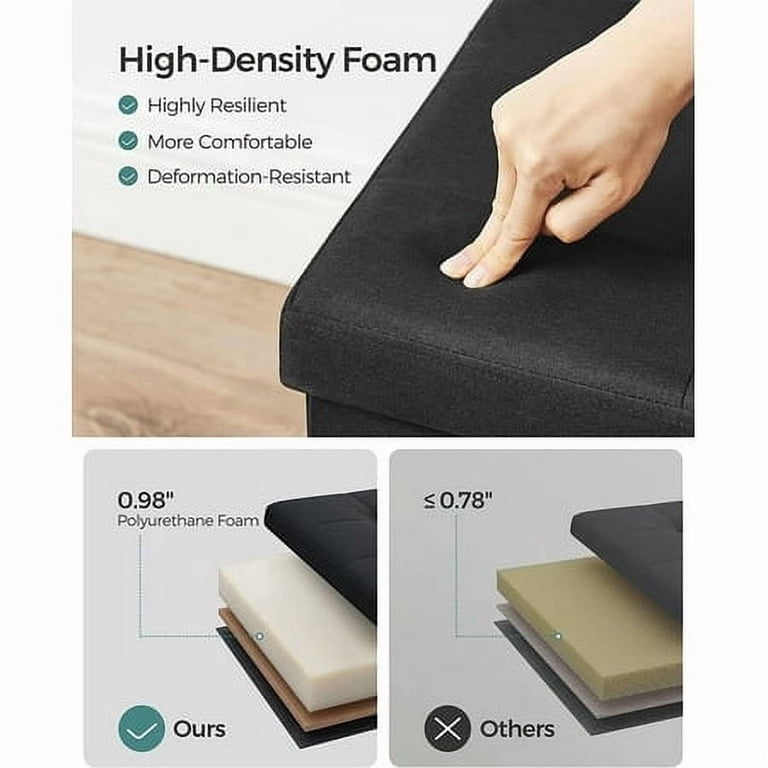 SONGMICS 43" Storage Ottoman Bench, Black photo 4