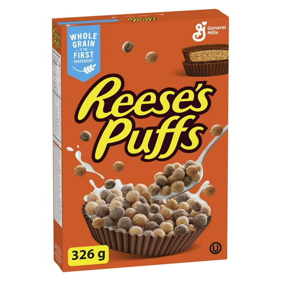 Reese's Puffs, Céréales Pour le Petit-Déjeuner Saveur Beurre d'Arachide et Chocolat, Grains Entiers, 326 g 326 g