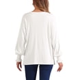 thumbnail image 3 of INSPIRE CHIC Blusas Casual para Mujeres con Puños Fruncidos Camisetas de Manga Larga Color Blanco XS, 3 of 6