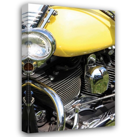 Tammy Putman 13x18 Gallery Wrapped Canvas Wall Art Titled - Yellow Motorcycle