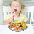 thumbnail image 3 of Stainless Steel Dinner Plates Silicone Suction Divided Serving Tray Stackable Breakfast Plates Kids Snack Tray Lunch Container for School, 3 of 8