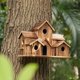 thumbnail image 4 of 1 casa para pájaros para decoración de patio trasero, 6 agujeros hechos a mano, 4 of 5