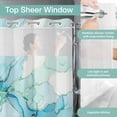thumbnail image 4 of No Hook Shower Curtain with Snap in Liner, Gradient Teal Marble Texture Curtain Set See-Through Top Double Layers Abstract Watercolor Geometric Shower Curtains for Bathroom Decor, 72x72in, 4 of 9