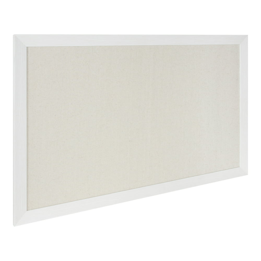 DesignOvation Beatrice Framed Linen Fabric Pinboard, 27x43, White ...