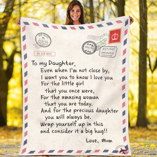 Outdoor Christmas Decorations Blanket To My Daughter Warm Gift Blanket Letter Blanket Christmas Holiday Birthday Gift Envelope Blanket For Daughter polyester blanket