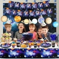 thumbnail image 4 of Outer Space Party Supplies - Solar System Galaxy Planet Theme Happy Birthday Banner, Plates, Napkins, Cup, Straws, Knives, Fork, Spoon and Tablecloth for Boys Party Decorations, Serves 20 Guests, 4 of 7