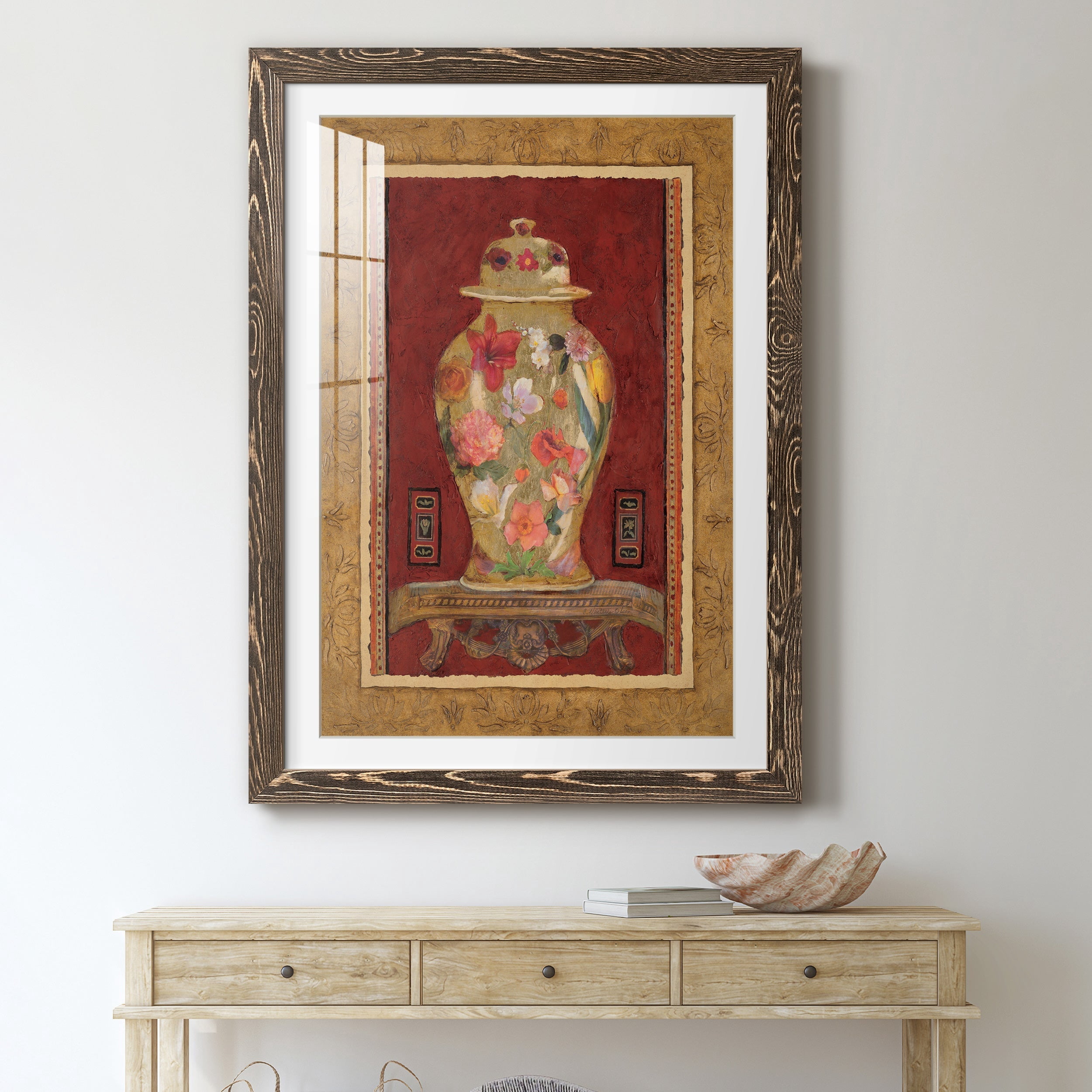 Romantic Urn I - Premium Framed Print - Distressed Barnwood Frame - Ready to Hang