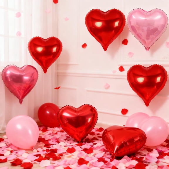 Red and Pink Heart Foil Balloons for Wedding Engagement Birthday Party Decorations