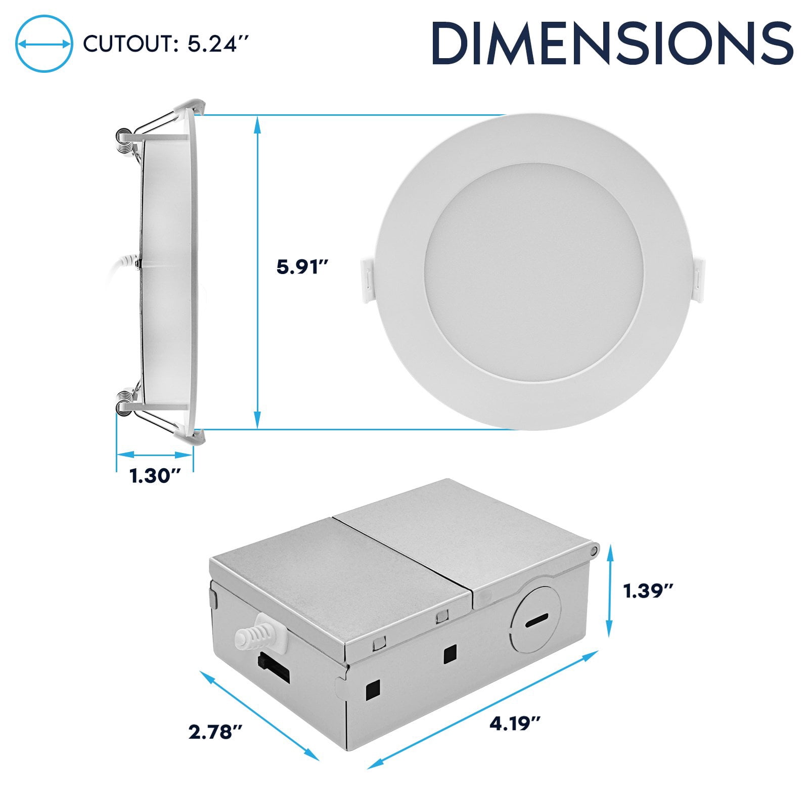 LUXRITE 5 In. LED ECO Backlit Mini Panel Light, 5CCT 2700K-5000K, 1200LM, 13W, 100 Beam Dimmable ETL & Wet Rated 4 Pack