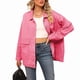 thumbnail image 3 of Chaqueta Vaquera de Mujer, Estilo Boyfriend, Extragrande, con Botones, Larga, Aberturas Laterales Rosa S, 3 of 9