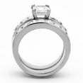 thumbnail image 3 of Luxe Jewelry Designs 2-Piece Stainless Steel Women's Wedding Ring Set with Square Cubic Zirconia,, 3 of 4