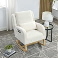 thumbnail image 3 of CQSXDA High Backrest Lounge Rocking Chair In Modern Design With Two Side Pockets For Storage, Ivory, 3 of 17