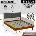 thumbnail image 2 of Acacia Astoria Upholstered Bed Frame with Headboard, Contemporary Signature High Headboard Wood Bed, 2 of 9