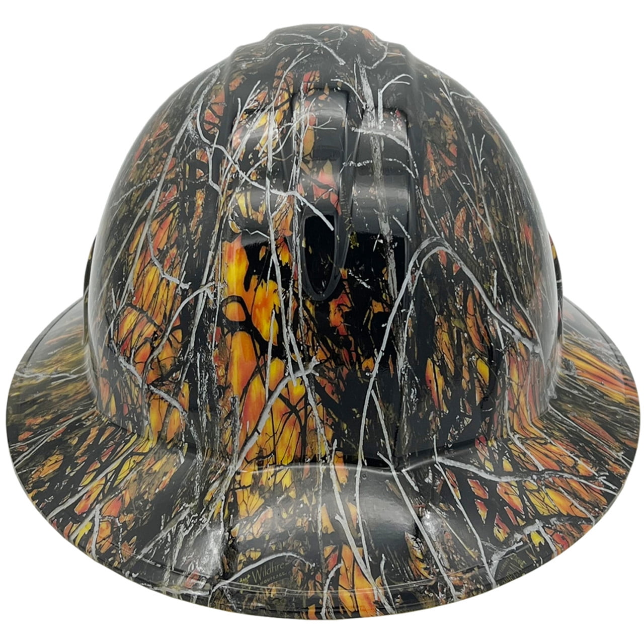 Wildfire Camo Hydro Dipped Hard Hats Full Brim Style