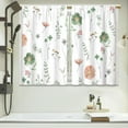 thumbnail image 6 of Boho Green Flower Kitchen Curtains Floral Plant Wildflower Bathroom Curtains Window Treatment Drapes Tier Plant Botanical Cafe Small Bedroom Short French Door Curtains 2 Panels 27.5x39 Inch, 6 of 6