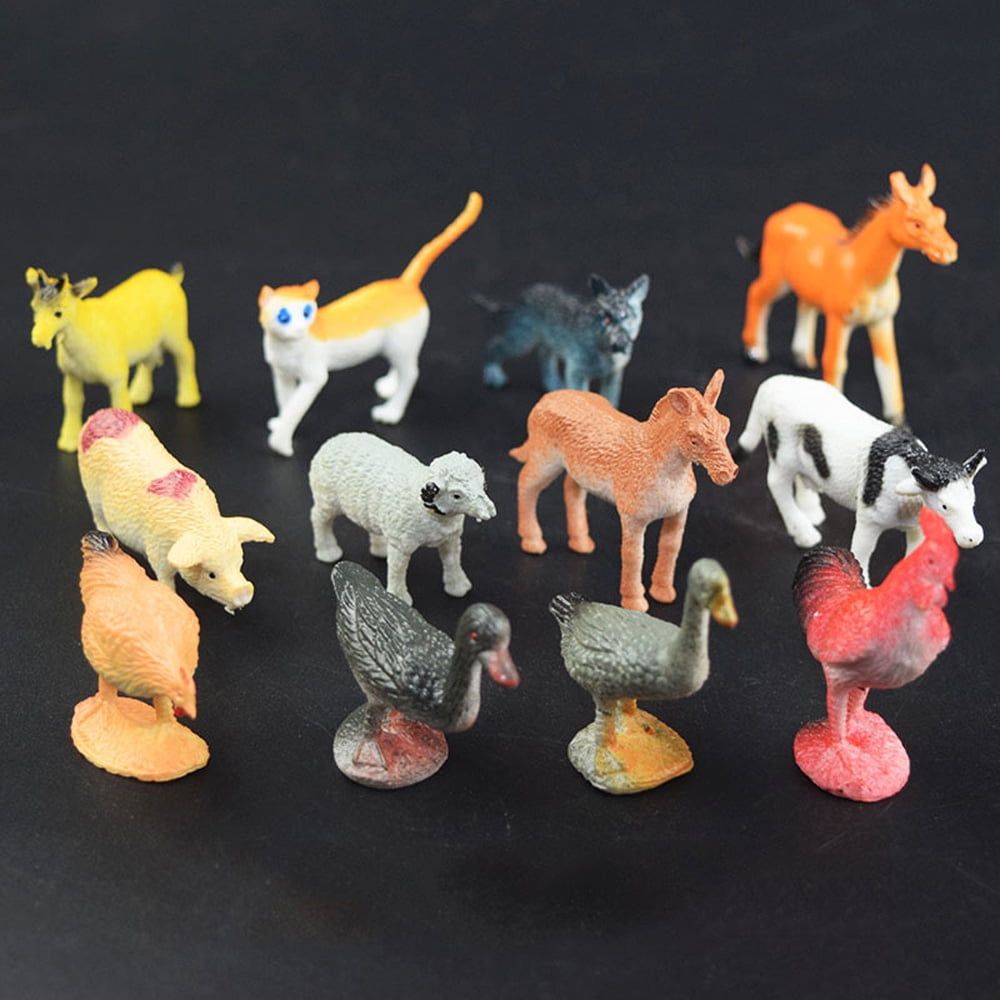 Farm Plastic Animal Figures 12 pieces Farm Yard Play Set Toy 
