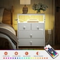 thumbnail image 3 of GUNAITO Led Nightstand with 4 Drawers Bedside Table with Charging Station Wide End Table with Storage Shelf for Living Room,White, 3 of 9
