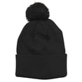 thumbnail image 1 of Soft Cushion Pom Cable Knit Long Beanie - Black, 1 of 2
