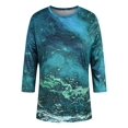 thumbnail image 4 of KVMeteor Women's Casual 3/4 Sleeve Loose Tunic Tops Round Neck T-Shirt, 4 of 4
