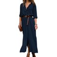 thumbnail image 1 of Vestido maxi de mujer sólido con escote en V profundo Vestido de manga larga con cordones divididos en otoño para niña Sweethay FS9538-16, 1 of 6