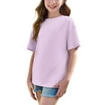 thumbnail image 4 of Girls Shirts Size 8 Crewneck Shirt for Boys Short Sleeve Tee Shirts for Teens Solid Color Blouse Plus Size Girls Tops Size 10-12 reorders, 4 of 7