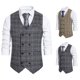thumbnail image 4 of Chaleco de traje de negocios a cuadros para hombre, chaqueta de corte regular, chaleco informal a cuadros irregulares, chaleco de negocios cruzado, 4 of 5