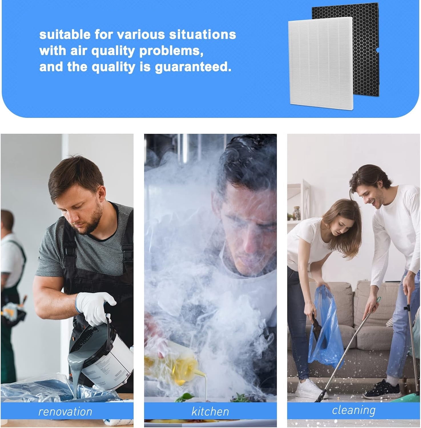2 Sets 116130 Replacement Filter H for Winix 5500-2 AM80 Plasmawave Air Purifier, 2 True HEPA Filter and 2 Activated Carbon Filter Combo Pack, Replacement Part 116130