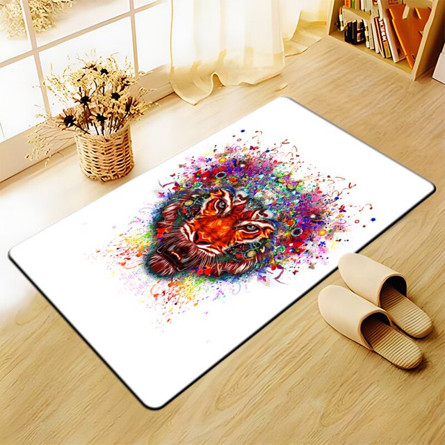 Alfombra con estampado de tigre en 3D, impresión artística, gran área, decoración suave para el hogar, alfombra de estilo bohemio, triangulación de envíos100 cm por 120 cm100 cm por 120 cm zhangmengya unisex