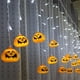 thumbnail image 1 of Guirnalda de luces LED de calabaza para Halloween, 3,5 M, 96LED, cortina de luces LED de calabaza naranja para decoración navideña de jardín al aire libre, 1 of 8