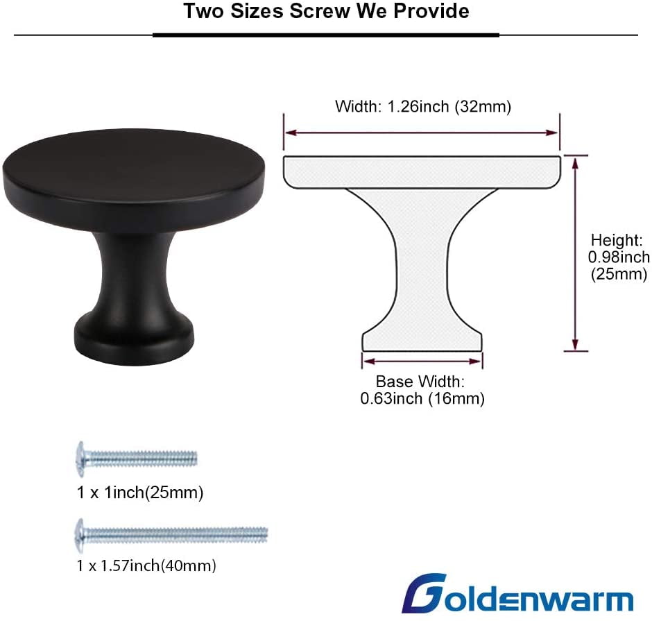 Goldenwarm Black Cabinet Knobs Kitchen Drawer Knobs Black Hardware for Cabinets Knobs for Dresser Drawers Round Kitchen Knobs 12Pack