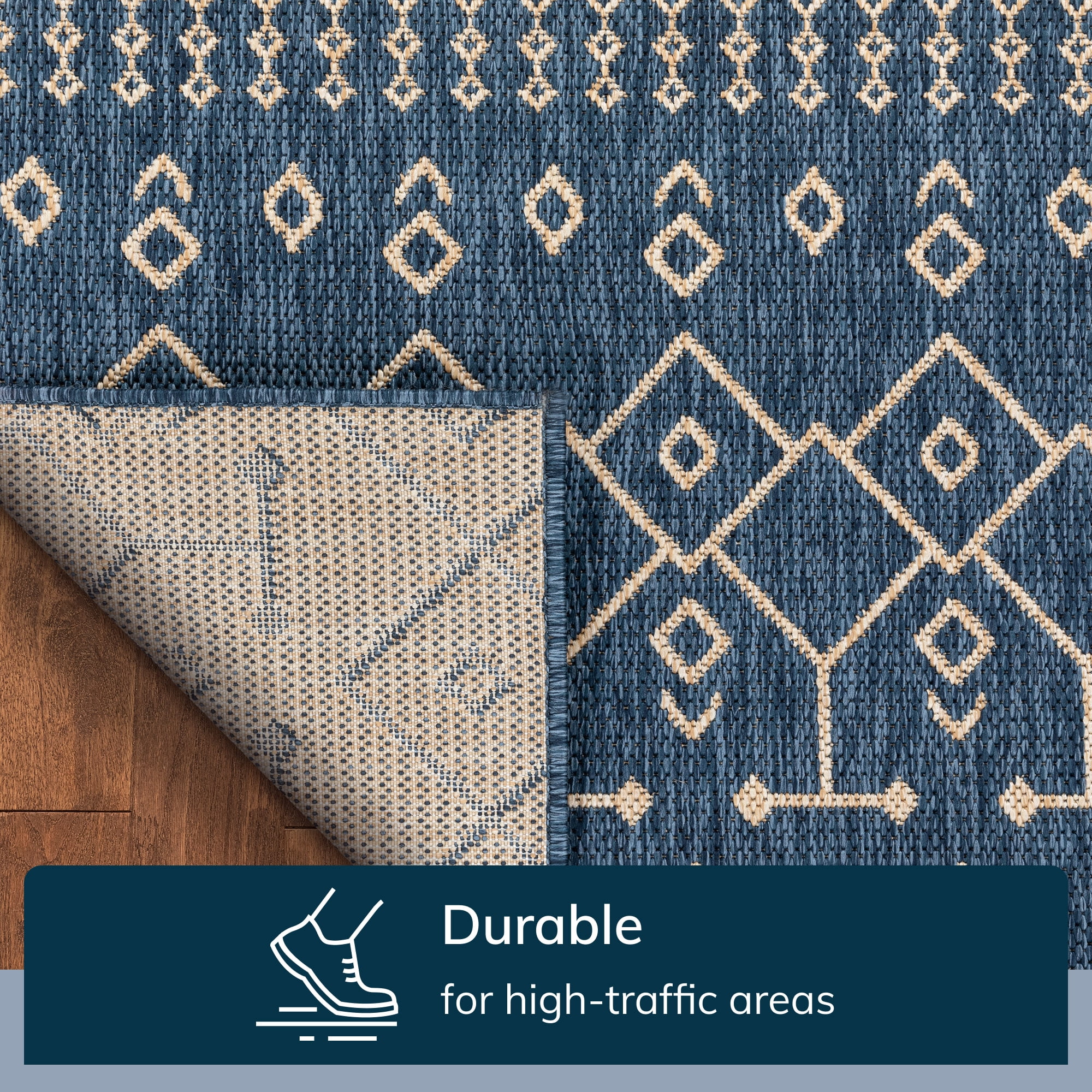 Well Woven Medusa Nord 3' x 5' Blue Moroccan Tribal Outdoor Rug