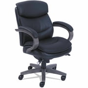 La-Z-Boy Woodbury Mid-Back Executive Chair, Supports Up to 300 lb, 18.75 to 21.75 Seat Height, Black Seat/Back, Weathered Gray Base