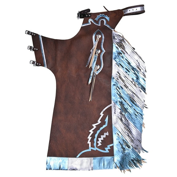 Hilason Bull Riding Pro Rodeo Chaps Brown Smooth Leather Bronc Show Adult