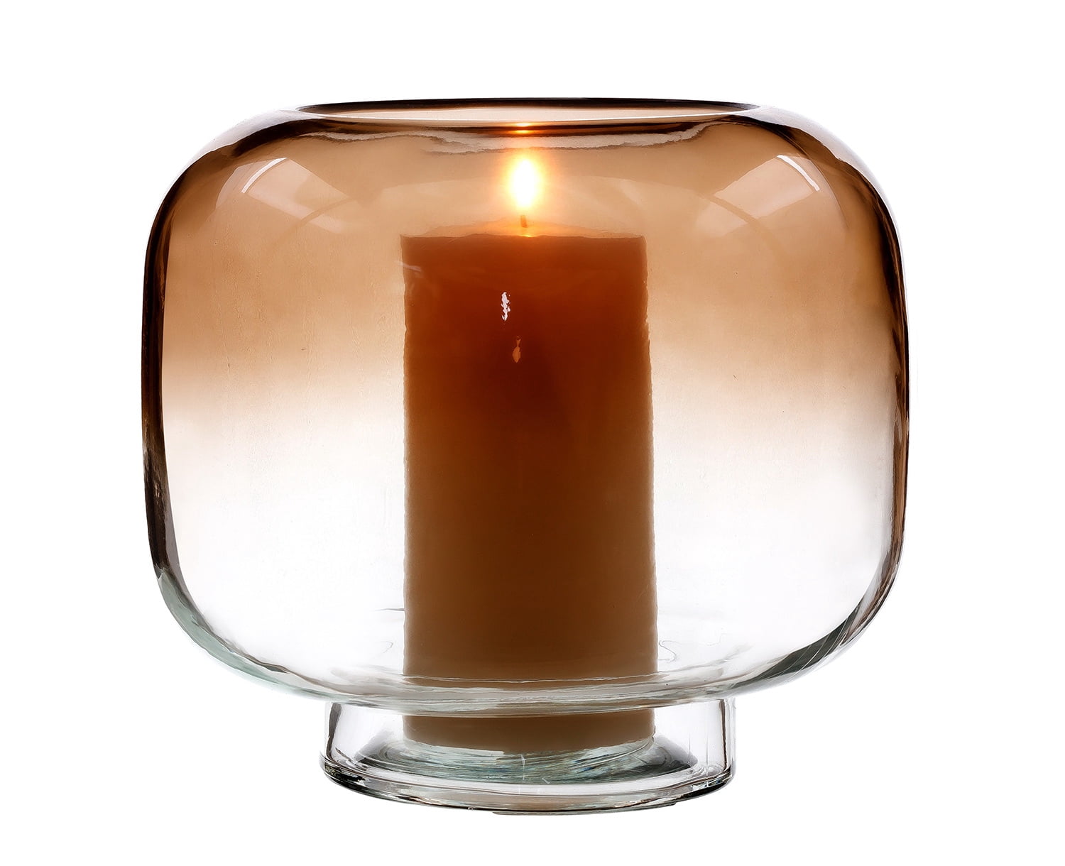 Mainstays 8" Brown Ombre Glass Hurricane Pillar Home Candle Holder Large